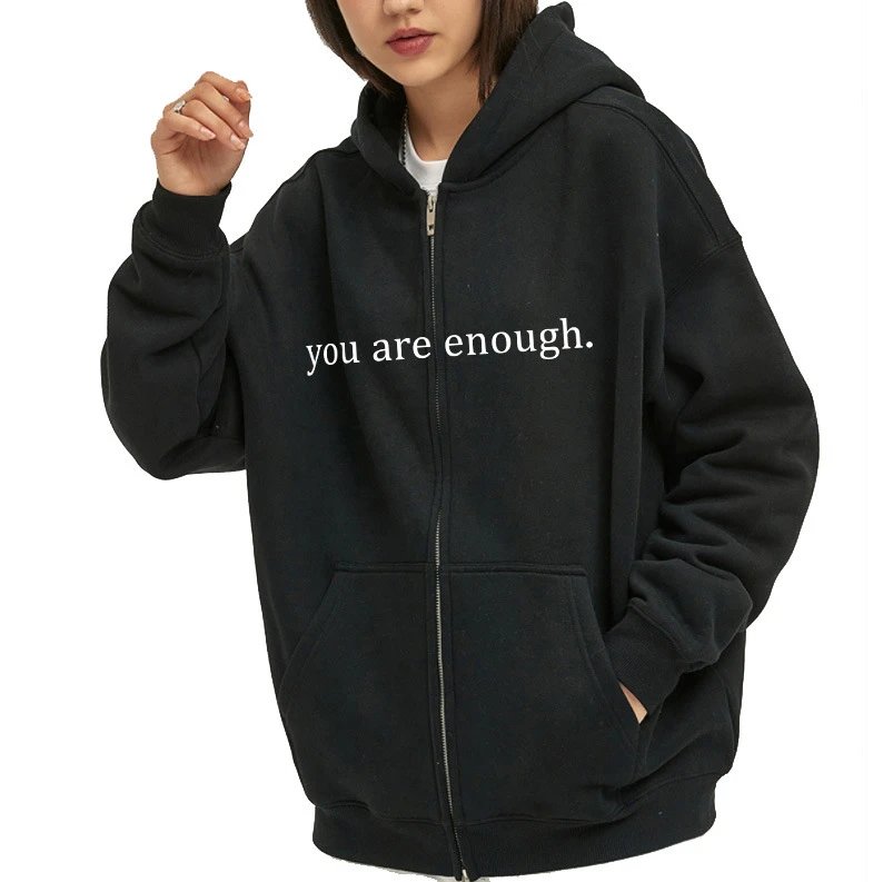 Letter Hooded Zipper Sweatshirt